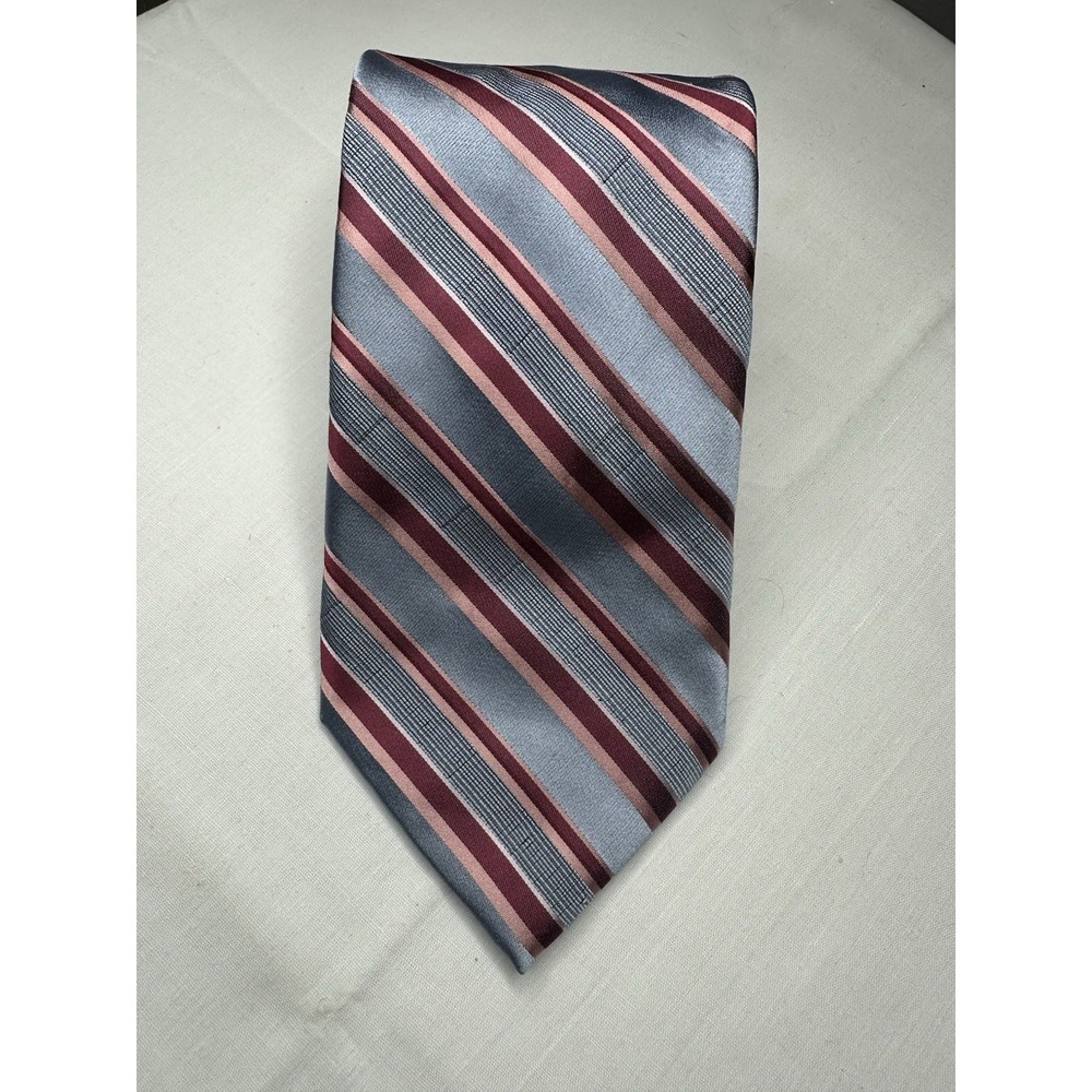 Ike Behar N Y Repp Tie 100% Silk Neck Tie 58" Jacquard NWT Office Pink Silver‎